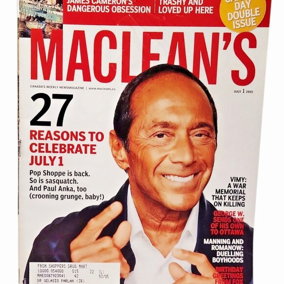 Macleans Magazine Paul Anka 8 Page Article Photos July 1 2005 Canada Day Double - Picture 1 of 9